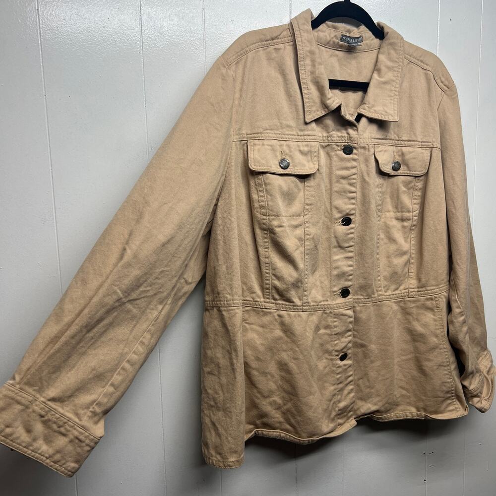 Jessica London Button Front Women's Cotton Long Sleeve Jacket Size 26 Breathable - Picture 5 of 8